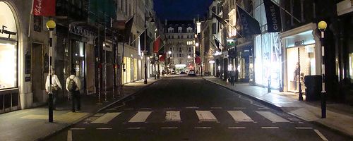 Bond Street at night.