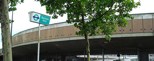 Leaves outside Beckton Park DLR station